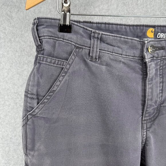 Carhartt Womens Fleece-Lined Crawford Pants Size 8 Reg Coal Gray Work Distressed - Picture 3 of 14